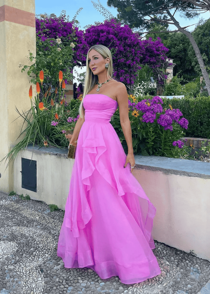 Katie | A Line Strapless Hot Pink Corset for Tulle Prom Dress - Fuchsia - PromDressClub