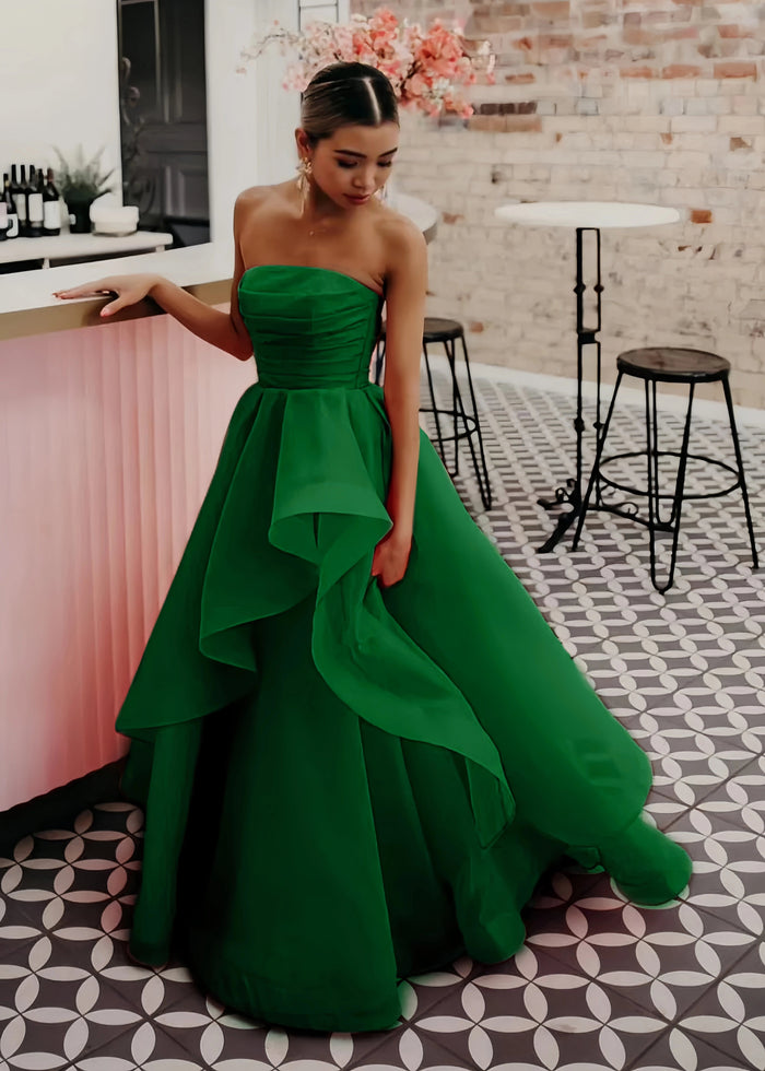 Katie | A Line Strapless Hot Pink Corset for Tulle Prom Dress - Dark Green - PromDressClub