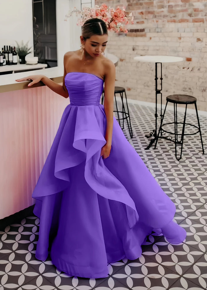 Katie | A Line Strapless Hot Pink Corset for Tulle Prom Dress - Purple - PromDressClub