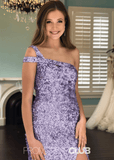 Kay | Mermaid One Shoulder Purple Sequin Long Prom Dress with Slit - Purple - PROMDRESS Club