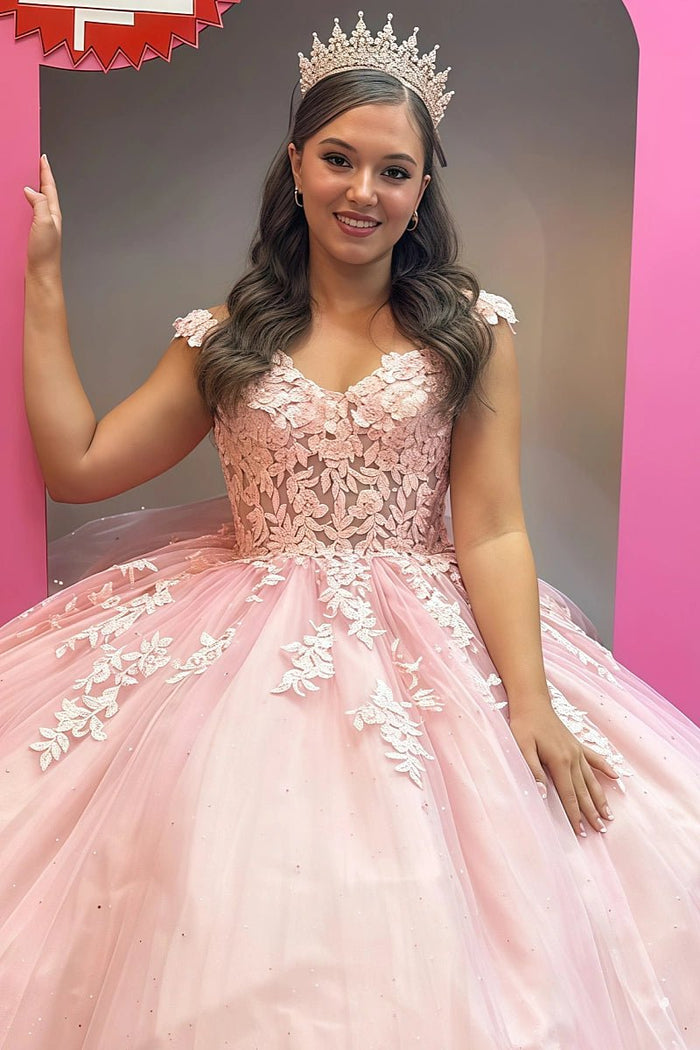 Kendall | Slay Your Quinceañera in Stunning Pink Dresses – Feel Like Royalty! - Light Pink - PromDressClub