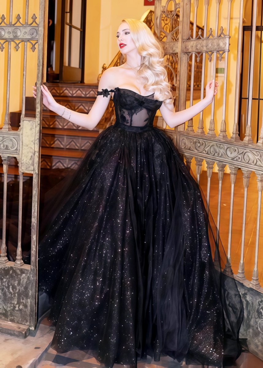 Laila | Elegant Black Wedding Dresses for Classic & Gothic Brides - Black - PromDressClub