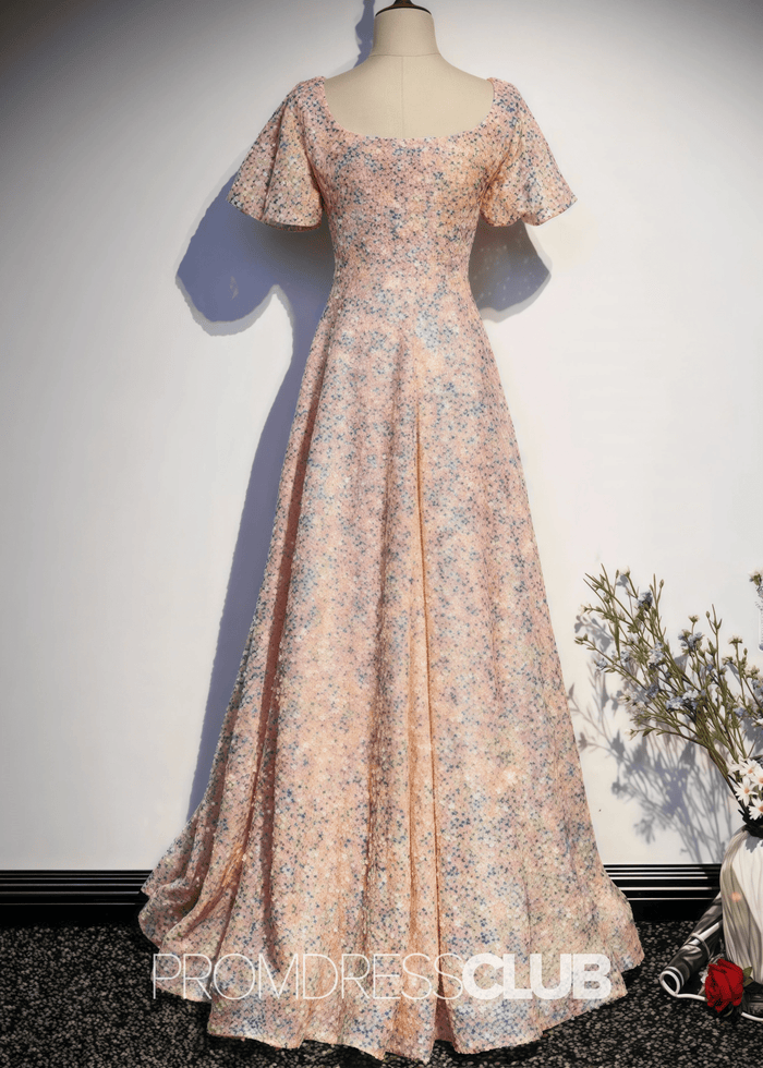 Laura |Long Blush Prom Dresses Near Me With A Line Scoop Neck Sequins - Price #price_variant_lowest# - Blush - PromDressClub