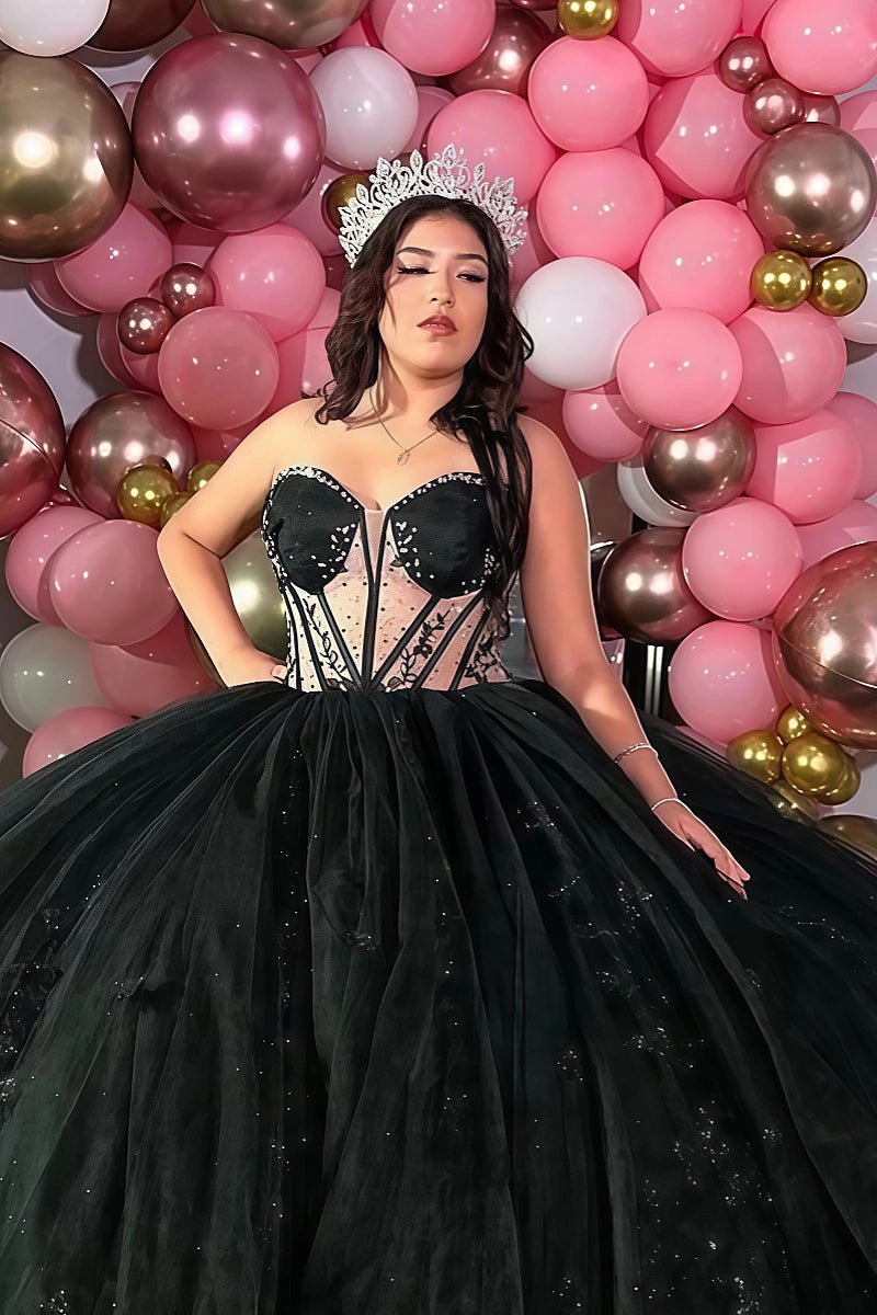 Laura | Own Your Spotlight in Timeless Black Quince Dresses - Black - PromDressClub