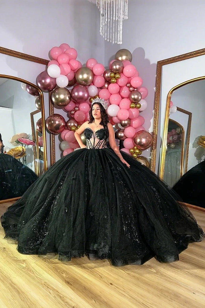Laura | Own Your Spotlight in Timeless Black Quince Dresses - Black - PromDressClub
