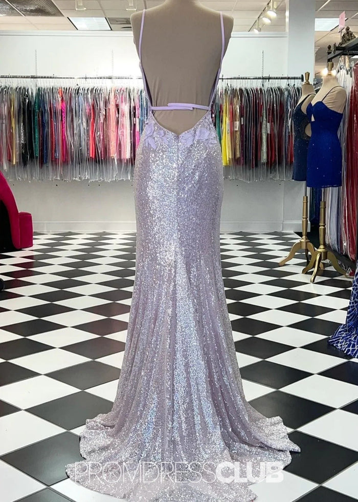 Lauren | Mermaid Light Blue Sequin Long Prom Dress - Price #price_variant_lowest# - Lilac - PromDressClub