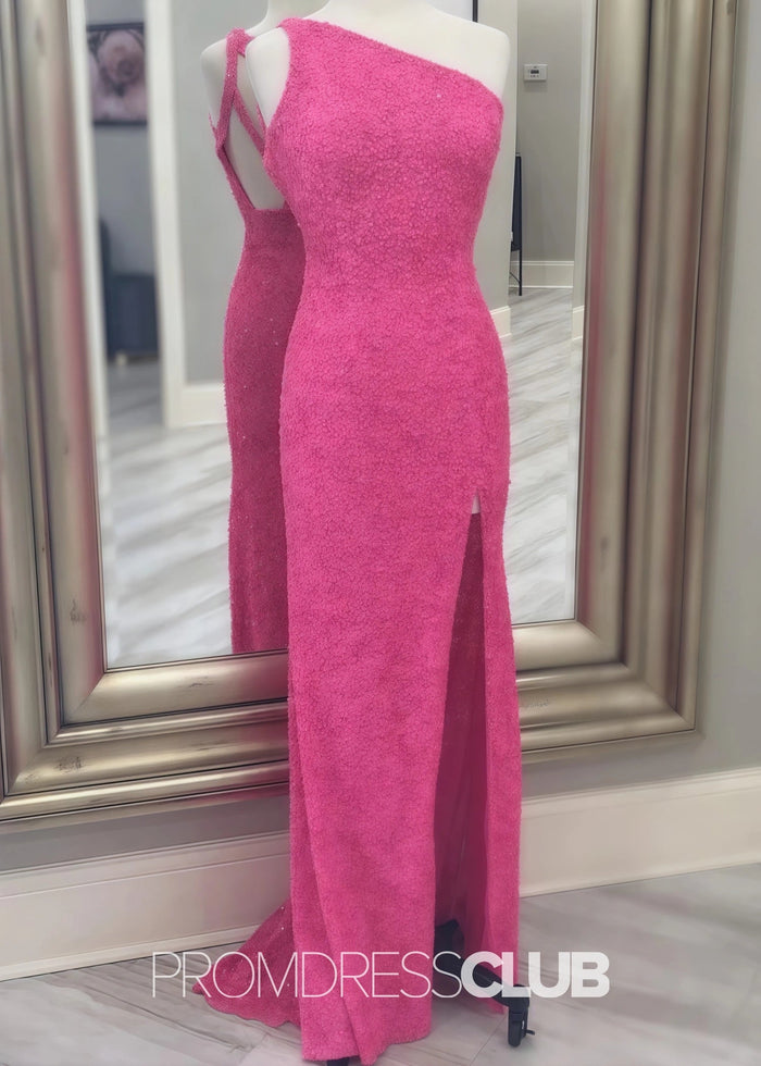 Leila |Long Orange Prom Dresses Near Me With One Shoulder Sequins Mermaid Slit - Price #price_variant_lowest# - Lilac - PromDressClub