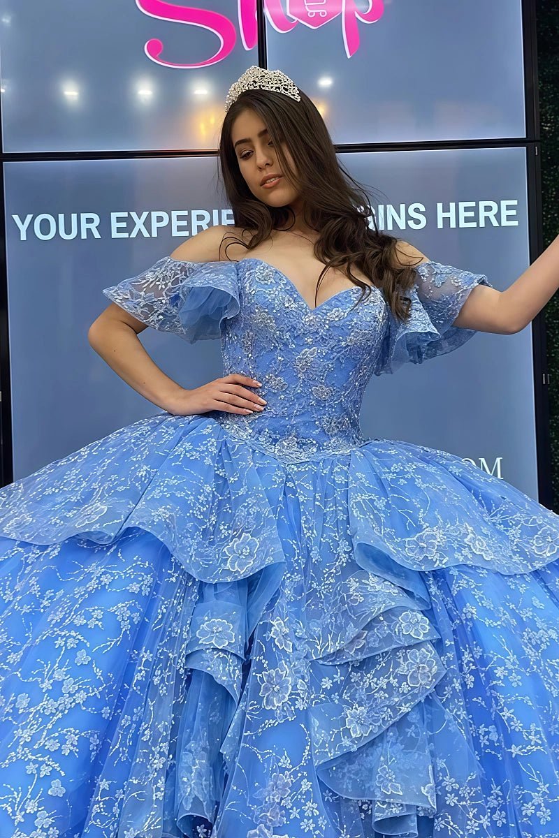 Linda | Discover Your Dream Blue Quince Dress – Radiant Elegance for Sweet 16 & Quinceañera - Blue - PromDressClub