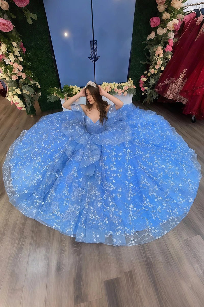 Linda | Discover Your Dream Blue Quince Dress – Radiant Elegance for Sweet 16 & Quinceañera - Blue - PromDressClub