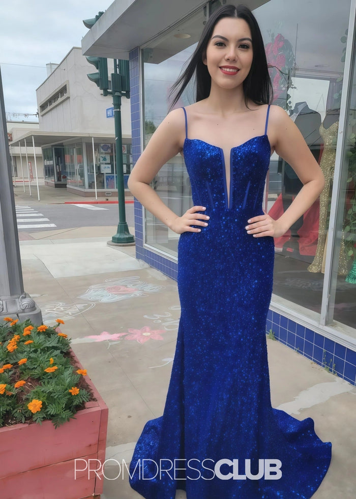 Linda | Sparkly Mermaid Royal Blue Sequin Long Prom Dress - Price #price_variant_lowest# - Royal Blue - PromDressClub