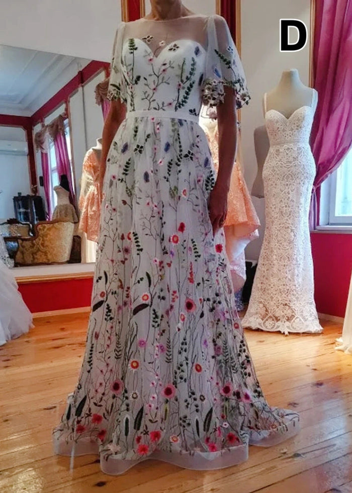 Livia | Discover Timeless Floral Modest Wedding Dresses With Luxe Sleeves Under 1000 - Ivory Floral - PromDressClub