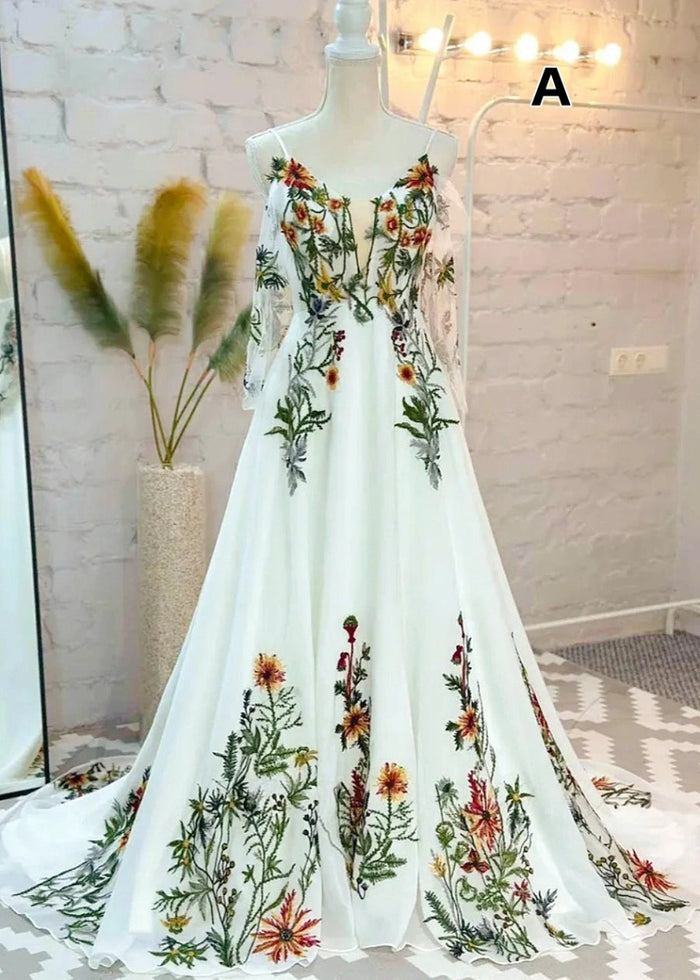 Liz | Discover the Dream Floral Wedding Dress for Your Big Day - Ivory Floral - PromDressClub