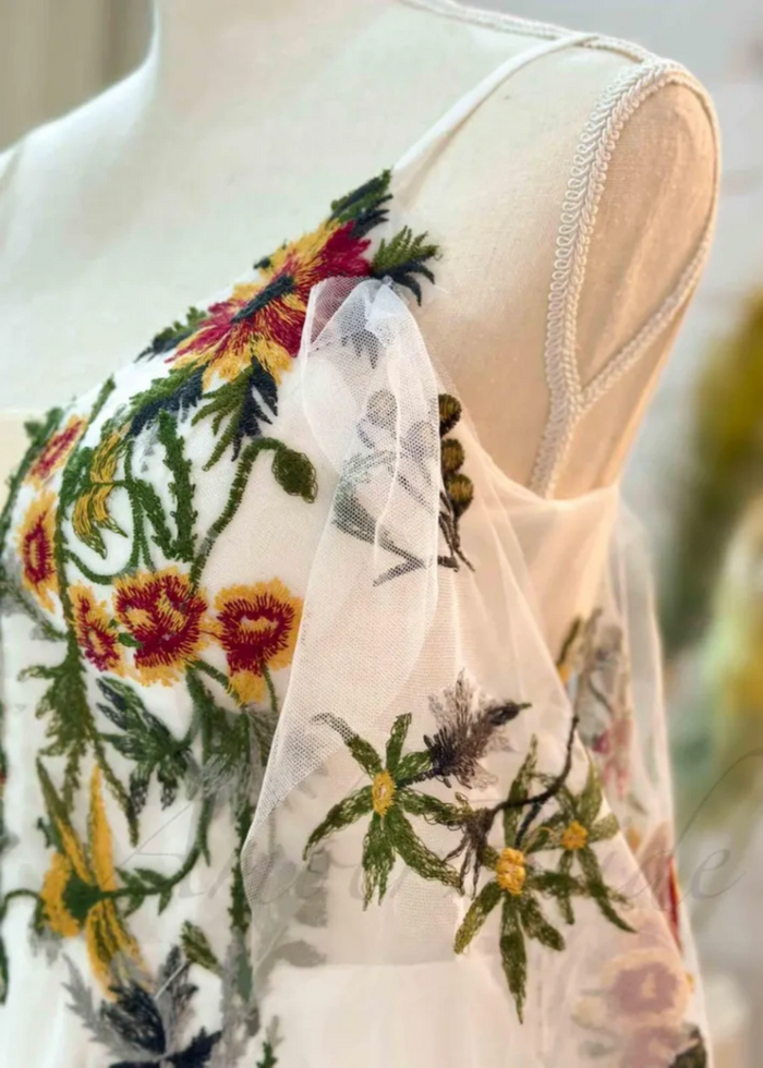 Liz | Discover the Dream Floral Wedding Dress for Your Big Day - Ivory Floral - PromDressClub