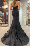 Pandora |Long Mermaid Black Prom Dress Satin Formal Dress Sweetheart - Black - US0 - PromDressClub