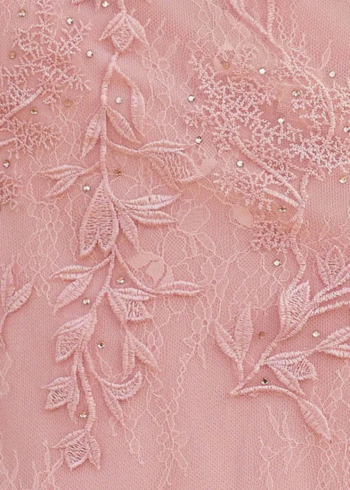 Lorraine Corset Lace Lilac Prom Dress | Mermaid Strapless Sweetheart Neckline Dress with Slit - Light Pink - PromDressClub