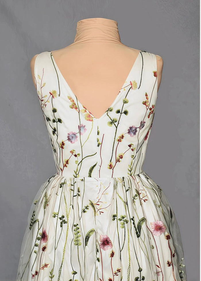 Lorraine | Find Your Dream Floral A - Line Pink Wedding Dress Now - Ivory Floral - PromDressClub