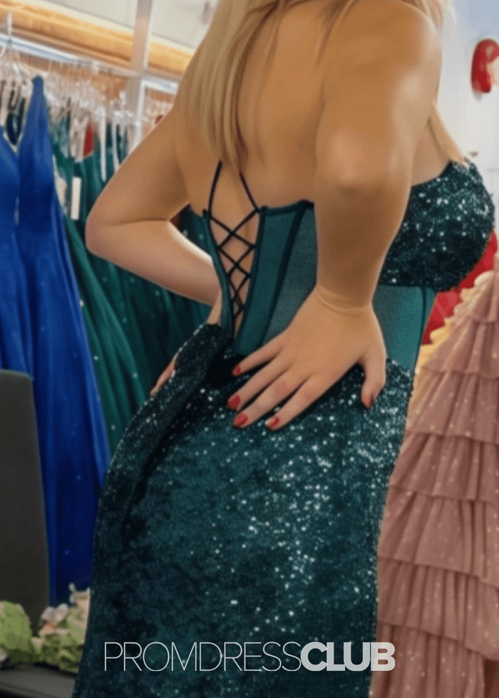 Louise | Trumpet Mermaid Sparkly Emerald Green Sequin Long Prom Dress - Price #price_variant_lowest# - Emerald Green - PromDressClub