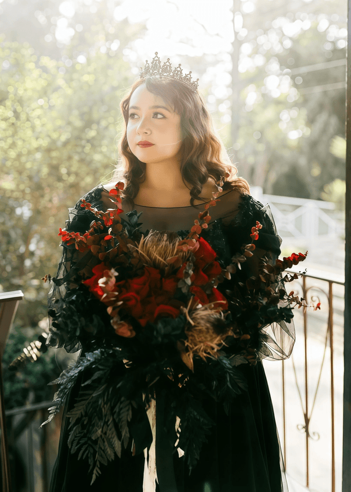 Mabel | Princess Plus Size Long Sleeve Corset Black Dress for Wedding - Black - PromDressClub