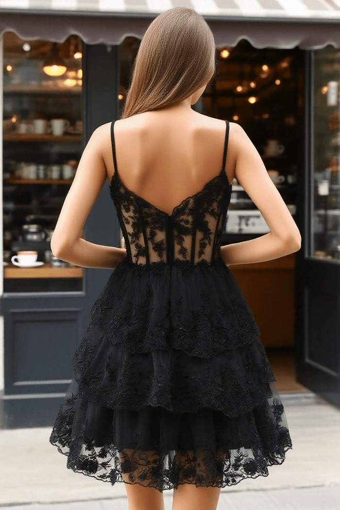 Make an Entrance Lavender Homecoming Dress with Ruffles for a Memorable Night - Black - PromDressClub