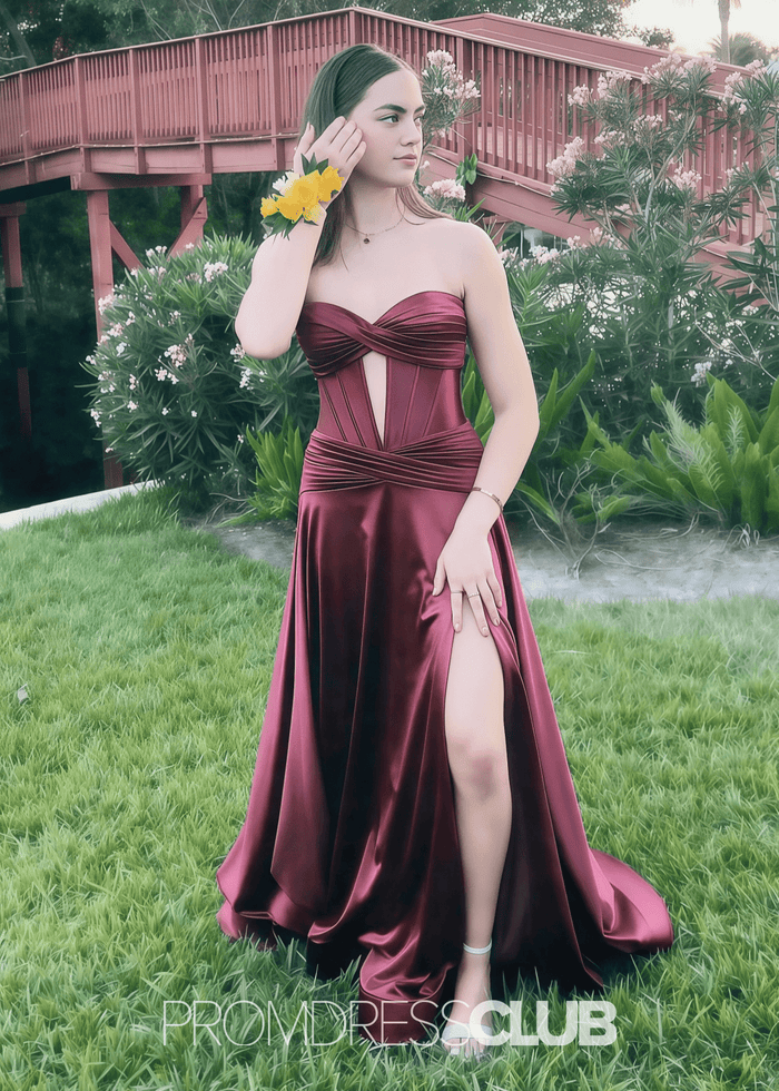 Marian | A Line Dark Red Long Prom Dress Near Me - Price #price_variant_lowest# - Dark Red - PromDressClub