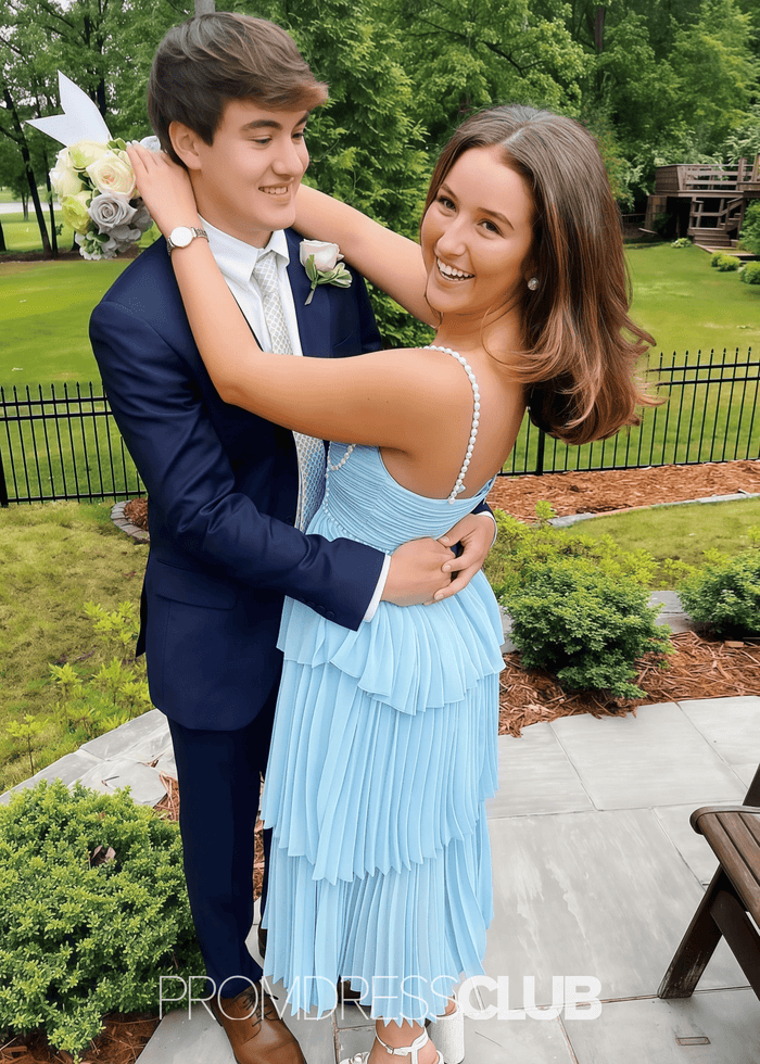 Martha | A Line Light Blue Midi Prom Dress Stores Near Me - Price #price_variant_lowest# - Light Blue - PromDressClub