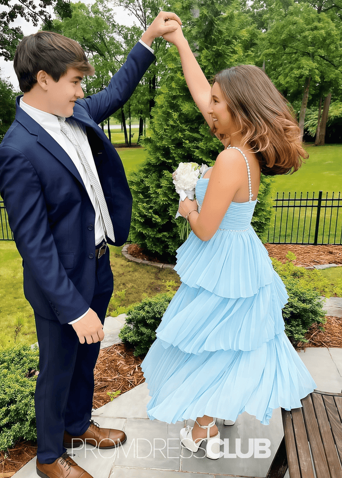 Martha | A Line Light Blue Midi Prom Dress Stores Near Me - Price #price_variant_lowest# - Light Blue - PromDressClub