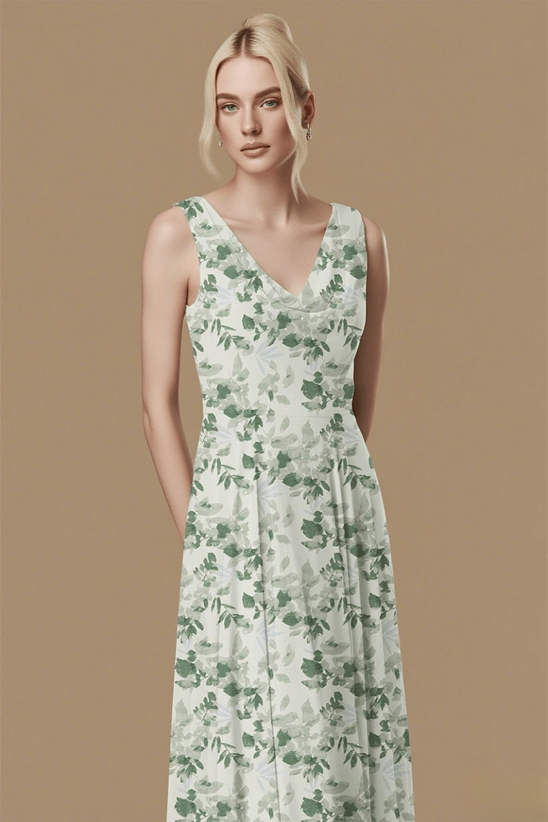 Mesmerizing Green Floral Dress Bridesmaid: Timeless Elegance for Weddings - Sage Floral - PromDressClub