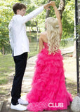 Miriam | Sparkle A Line Tiered Tulle Hot Pink Formal Dress Stores Near Me - Hot Pink - PROMDRESS Club