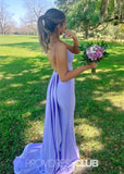 Molly | Mermaid Ruched Yellow Satin Maxi Formal Dress Stores Near Me - Lavender - PROMDRESS Club