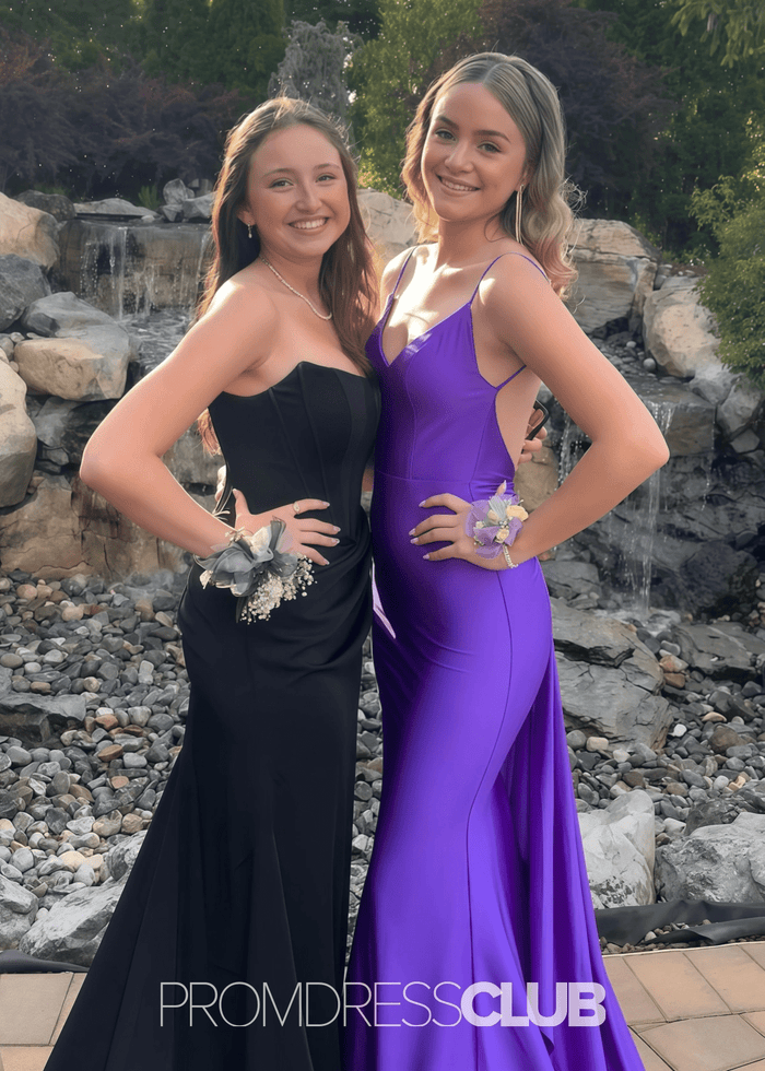 Molly | Mermaid Ruched Yellow Satin Maxi Formal Dress Stores Near Me - Price #price_variant_lowest# - Purple - PromDressClub