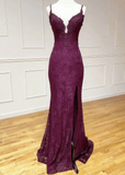 Nora | Mermaid Lace Appliques Burgundy Long Formal Dress - Burgundy - PROMDRESS Club