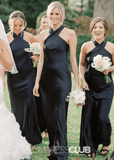 Octavia | Mermaid elegant bow Black Long Bridesmaid Dress - Black - PROMDRESS Club