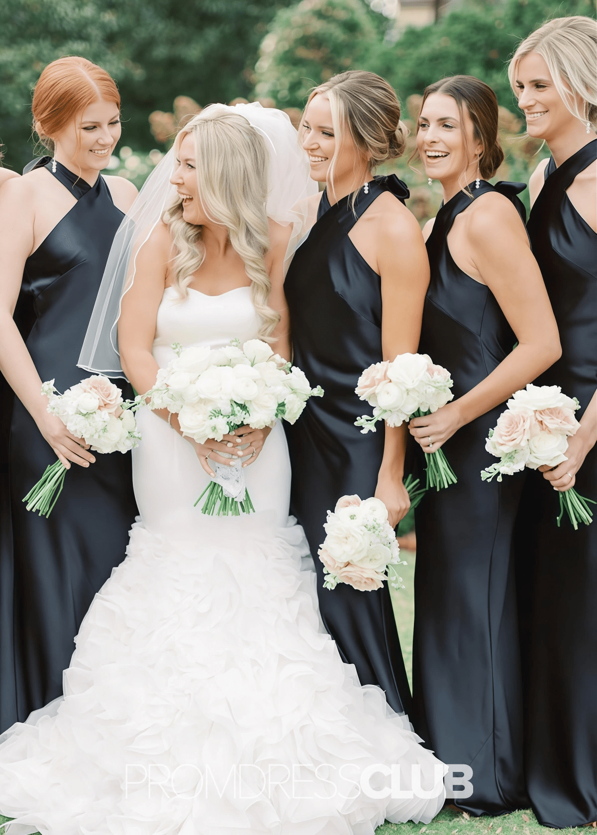 Octavia | Mermaid elegant bow Black Long Bridesmaid Dress - Black - PROMDRESS Club