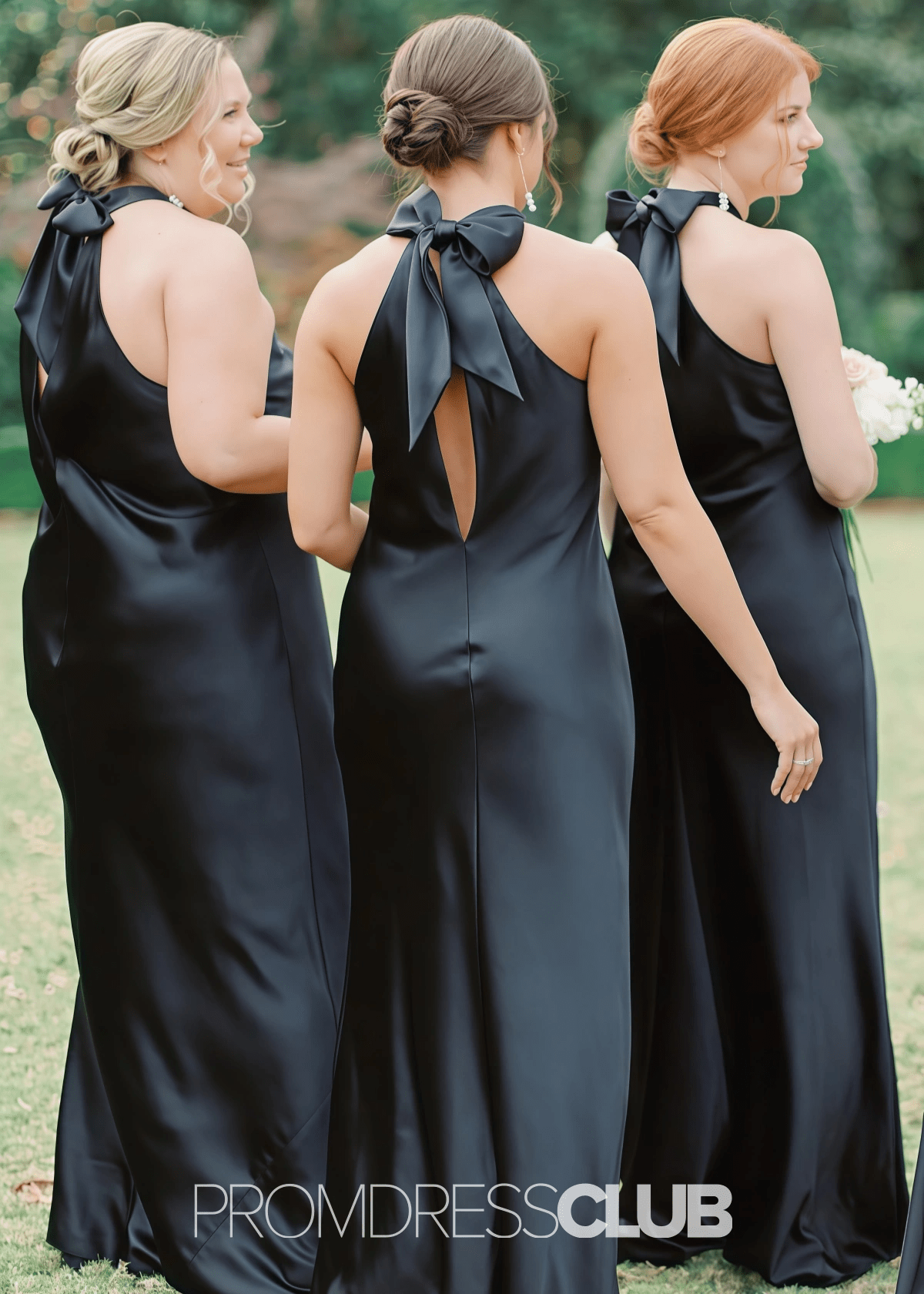 Octavia | Mermaid elegant bow Black Long Bridesmaid Dress - Black - PROMDRESS Club