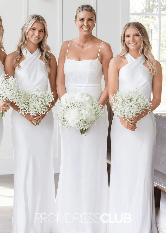 Octavia | Mermaid elegant bow Black Long Bridesmaid Dress - Price #price_variant_lowest# - White - PromDressClub