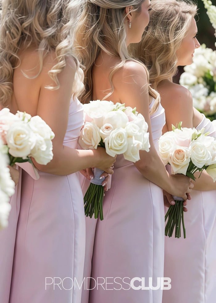 Page | Mermaid Strapless Light Pink Satin Long Bridesmaid Dress - Price #price_variant_lowest# - Light Pink - PromDressClub