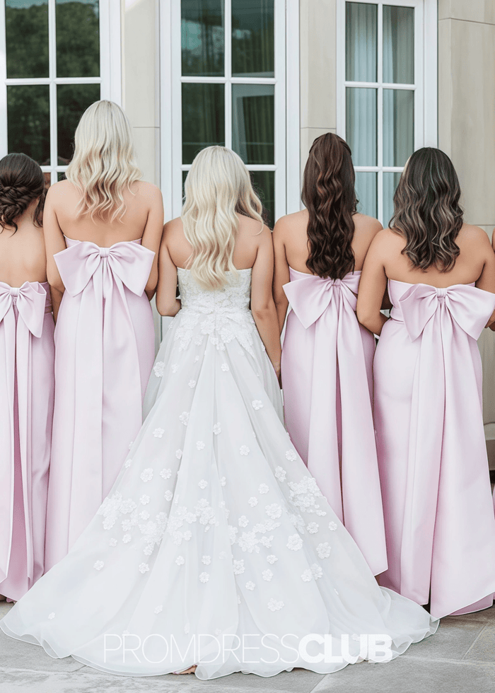 Page | Mermaid Strapless Light Pink Satin Long Bridesmaid Dress - Price #price_variant_lowest# - Light Pink - PromDressClub