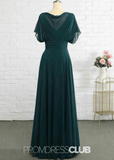 Pandora | A Line Dark Green Chiffon Long Bridesmaid Dress Near Me - Dark Green - PROMDRESS Club