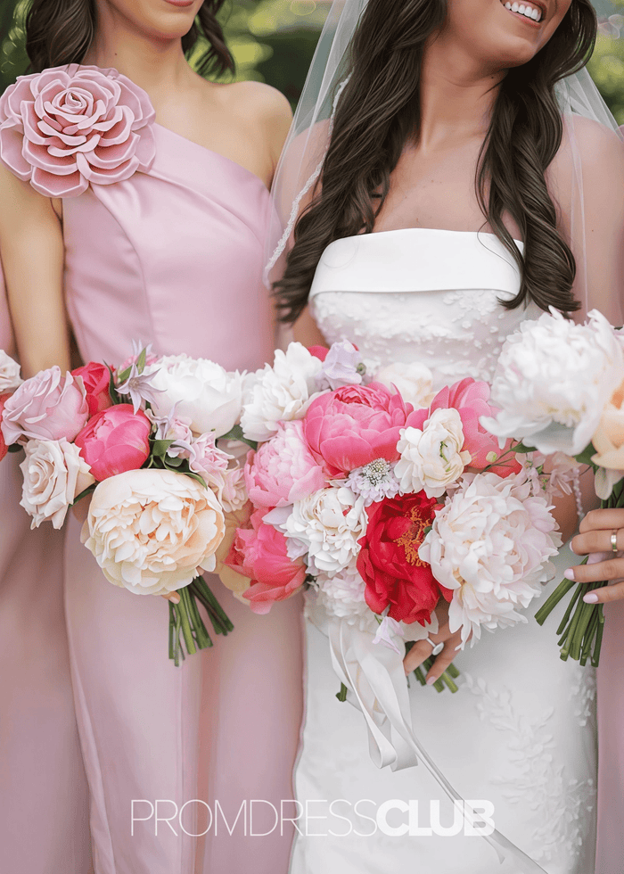 Polly | Sheath Column 3D Flower Light Pink Satin Long Bridesmaid Dress - Price #price_variant_lowest# - Light Pink - PromDressClub