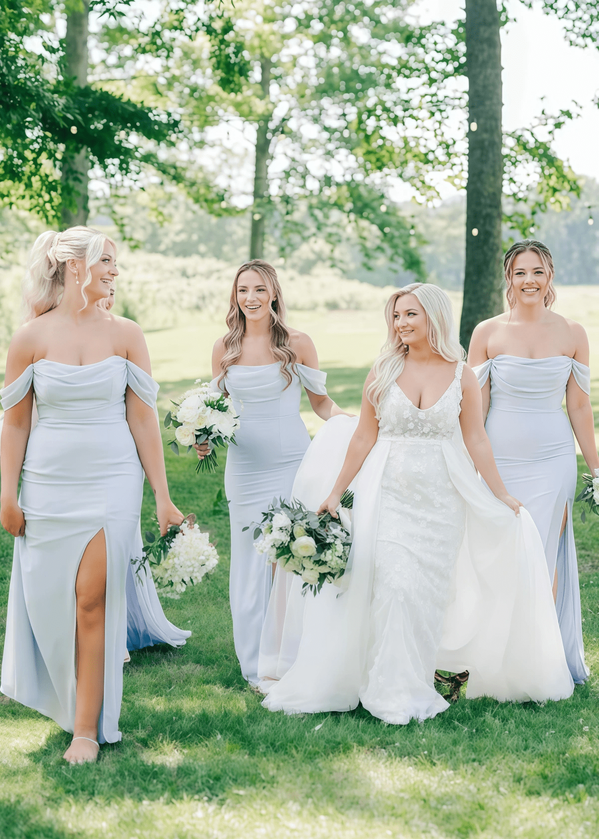 Rosemary | Mermaid Straps Pleated Light Blue Satin Long Bridesmaid Dress - Light Blue - PROMDRESS Club