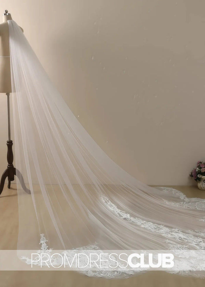 Shaped Bridal Veil With Vintage Lace Cathedral Wedding Veil - Price #price_variant_lowest# - Black - PromDressClub