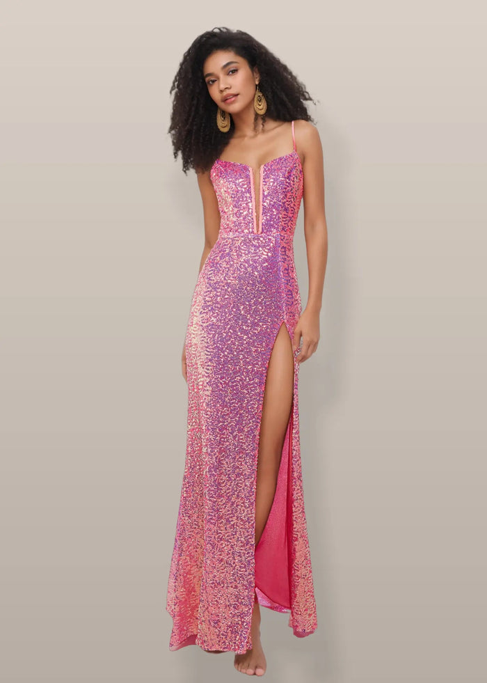 Juliet | Glitter Light Pink and Light Mermaid Backless Green Prom Dress with Slit - Light Pink - PromDressClub