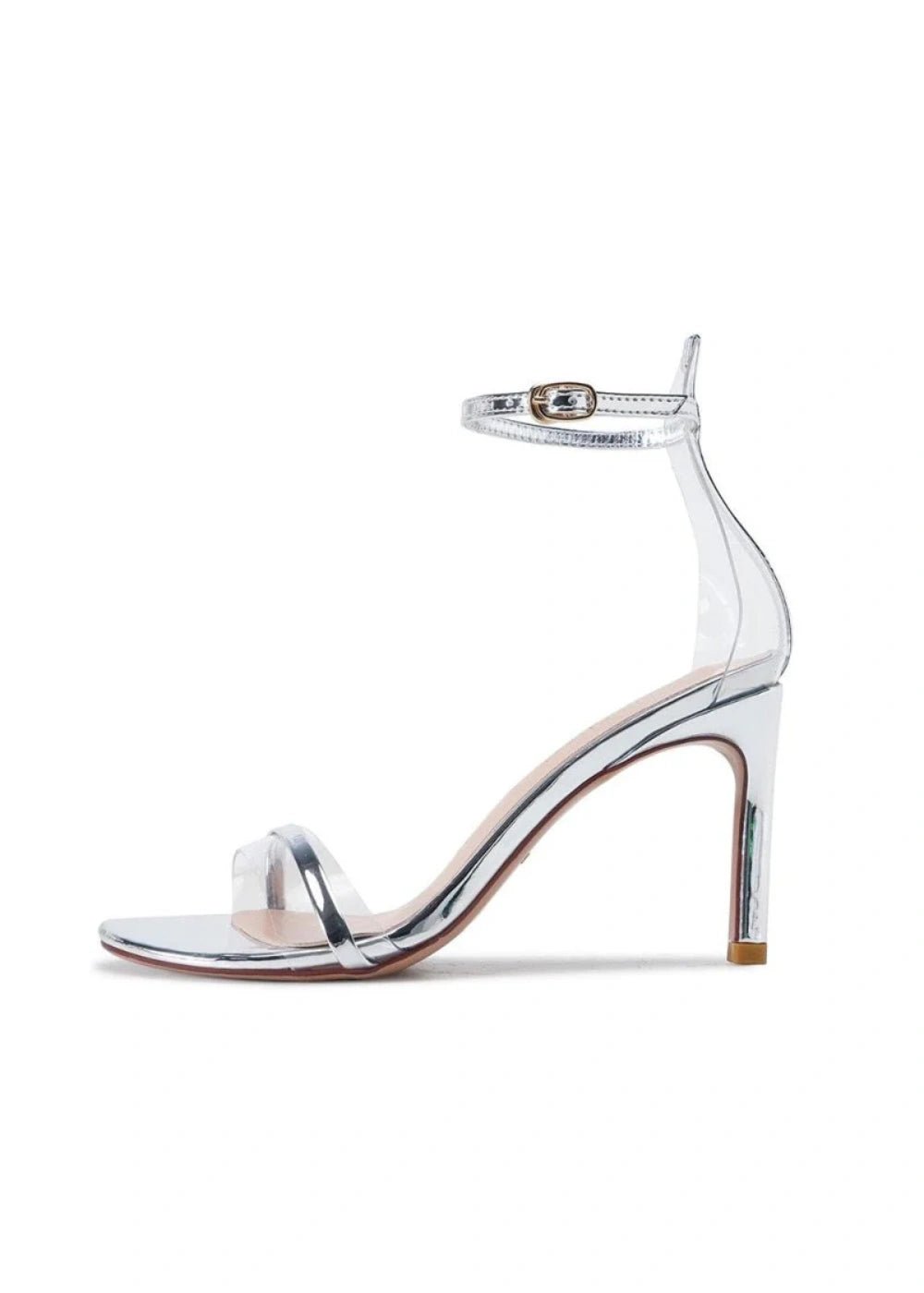 Shine Bright with Gold Block Heels Sandals for Prom – Stylish Silver Strap Heels & Open - Toe Designs - Silver - PromDressClub