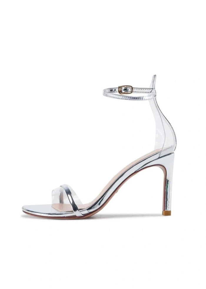 Shine Bright with Gold Block Heels Sandals for Prom – Stylish Silver Strap Heels & Open - Toe Designs - Silver - PromDressClub