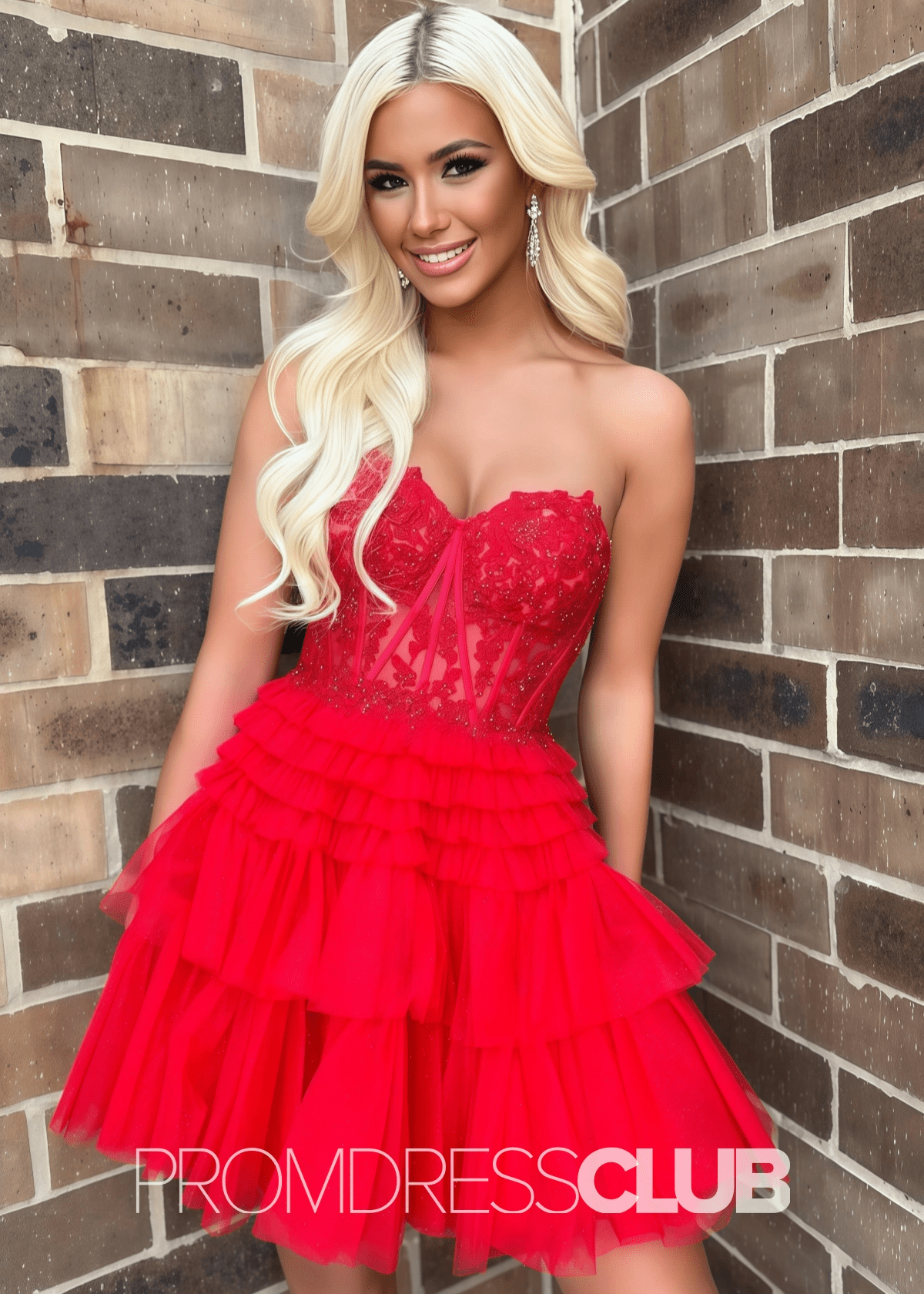 Shirley |Black Short Homecoming Dresses With A Line Sweetheart Tulle Ruffles - Red - PromDressClub