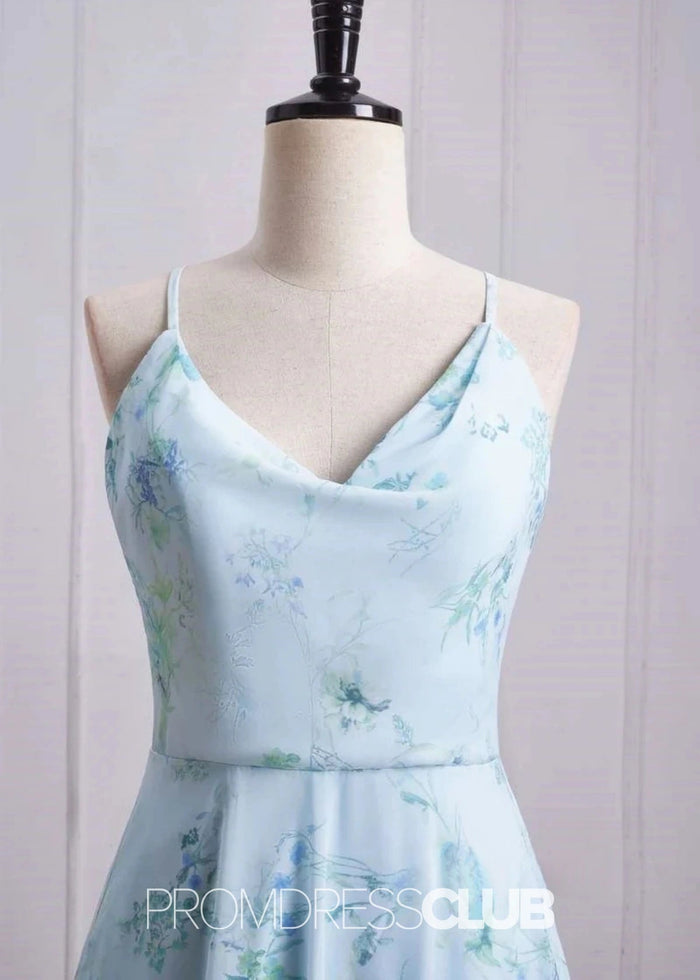 Sibyl | A Line Light Green Floral Print Chiffon Long Bridesmaid Dress - Price #price_variant_lowest# - Light Green Floral - PromDressClub