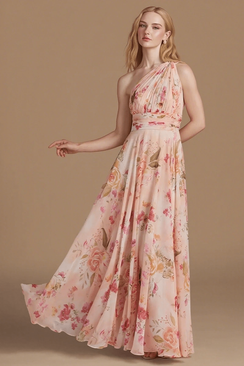 Simply Brilliant Floral Pink Bridesmaid Dresses Ideal for Memorable Wedding Moments - Pink Floral - PromDressClub