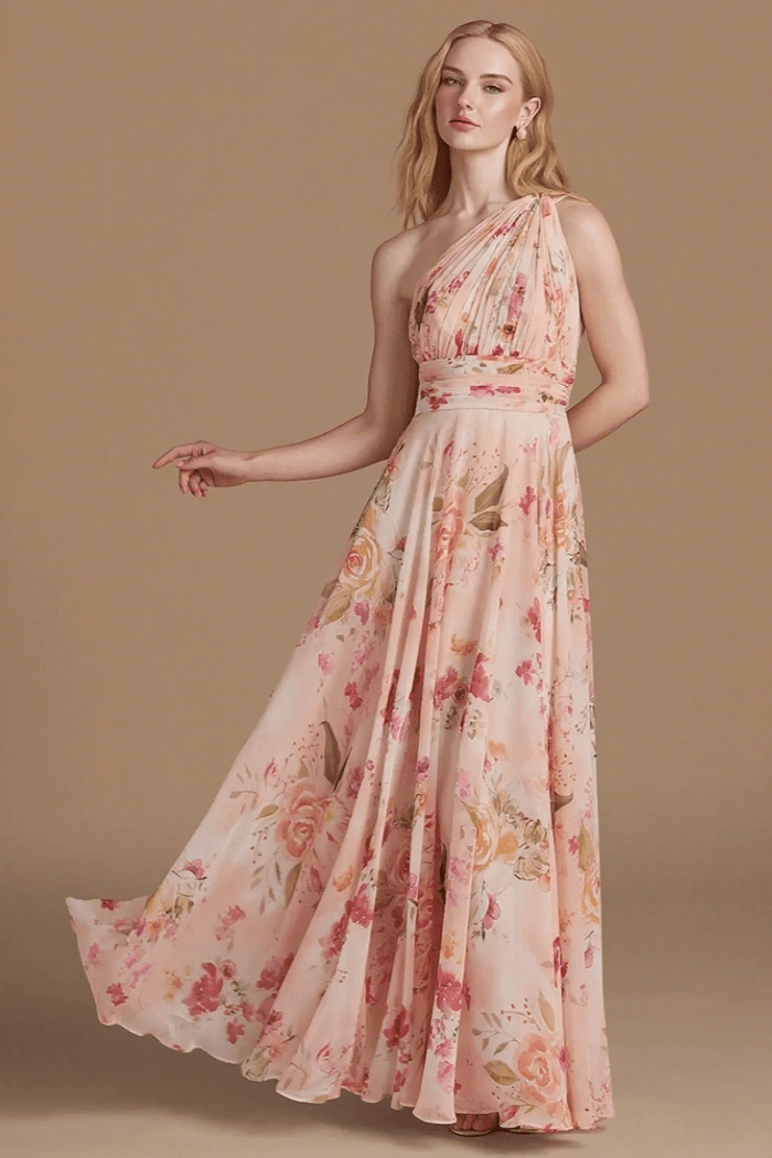 Simply Brilliant Floral Pink Bridesmaid Dresses Ideal for Memorable Wedding Moments - Pink Floral - PromDressClub