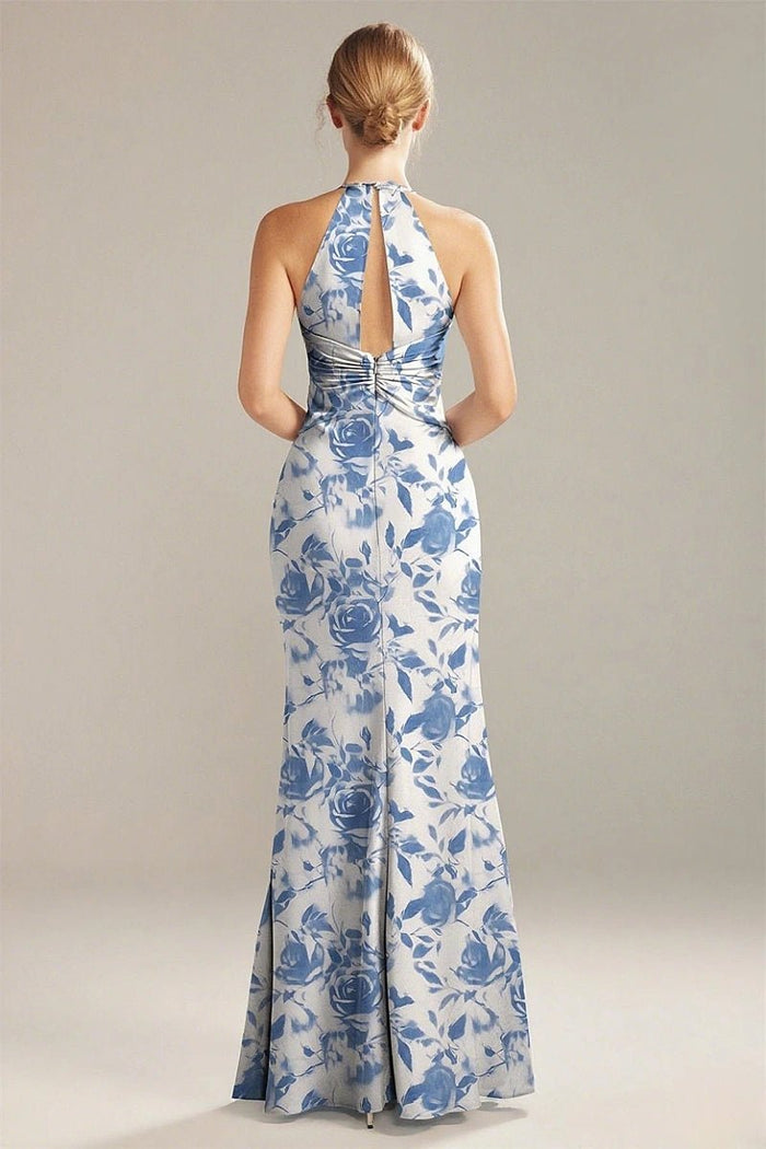 Special Moment Floral Pink Bridesmaid Dresses for Unforgettable Weddings - Blue Floral - PromDressClub