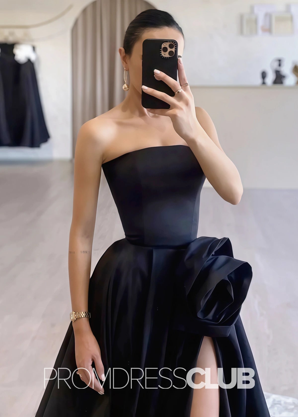 Strapless Long Black Prom Dress - Sage - PROMDRESS Club